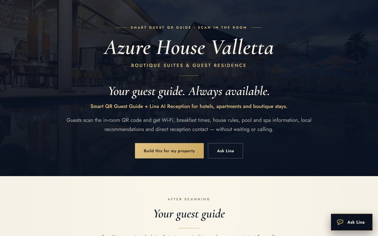 Apartment guest guide demo for a Valletta property