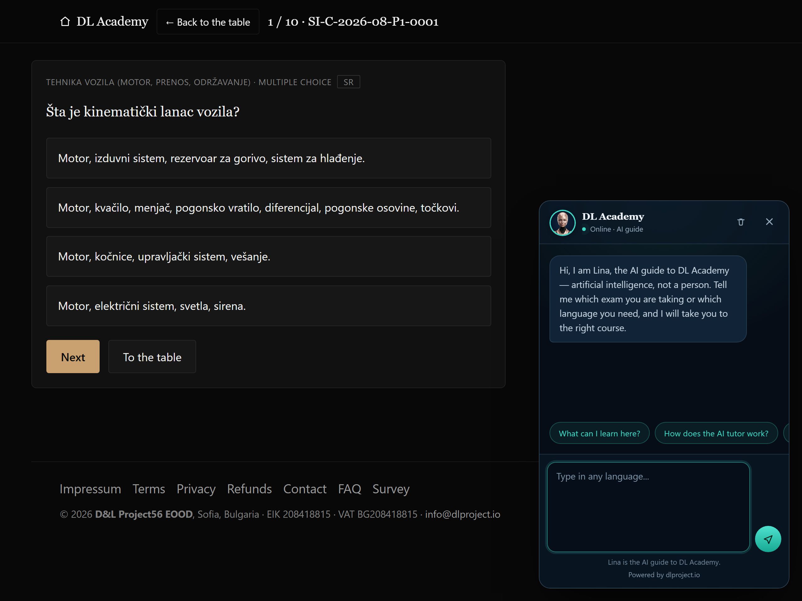 A practice question with the AI tutor open beside it